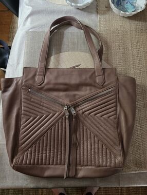 Christopher Kon Quilted Chevron Tote Bag in Rose/taupe - Stylish Everyday Carry
